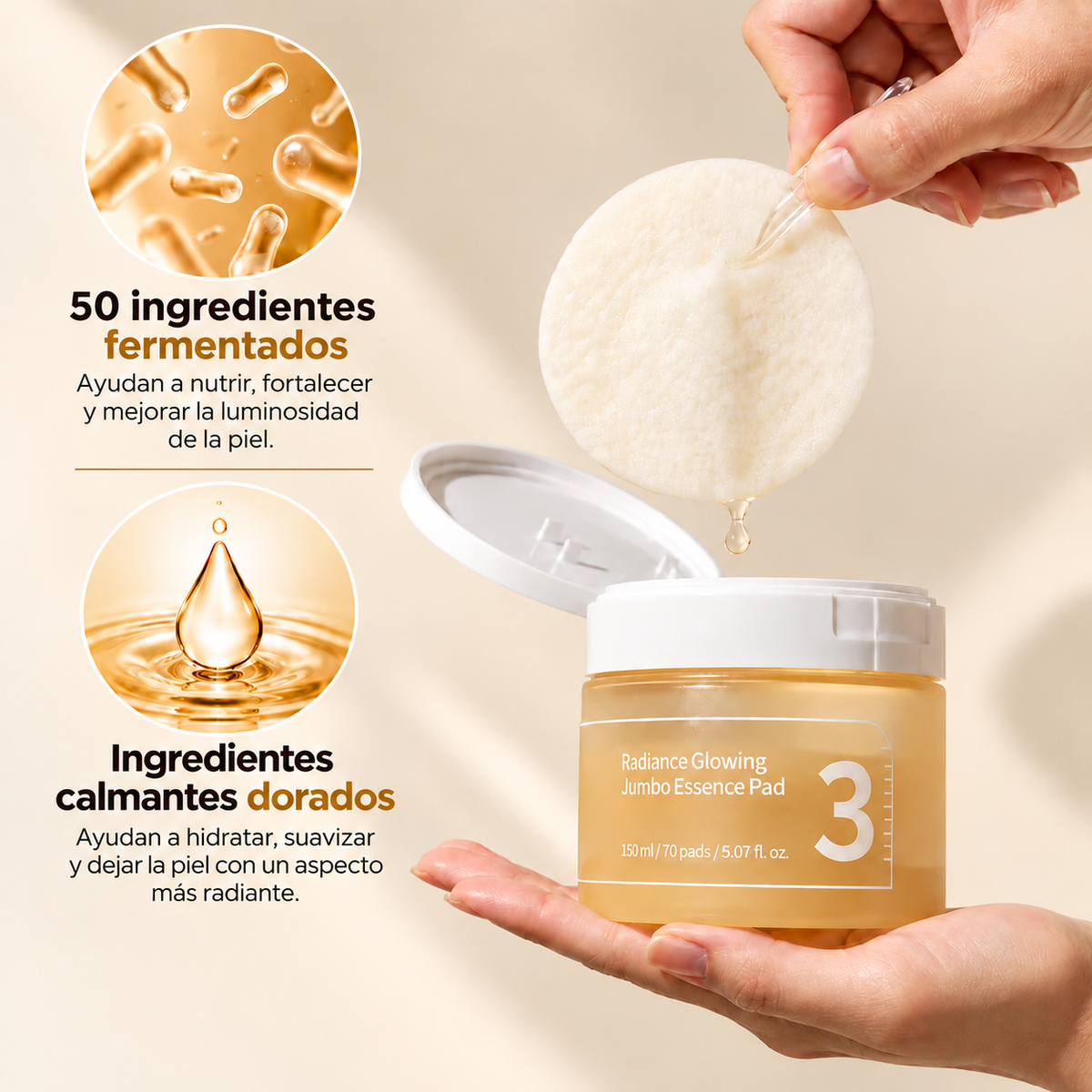Numbuzin - No.3 Radiance Glowing Jumbo Essence Pad 70ea